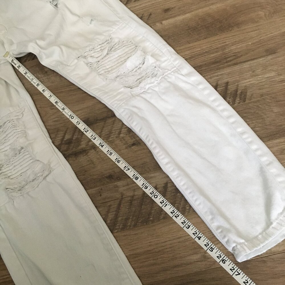 Uh Denim White Distressed Pintuck Stretch Skinny Jeans Size 32 - Picture 15 of 16